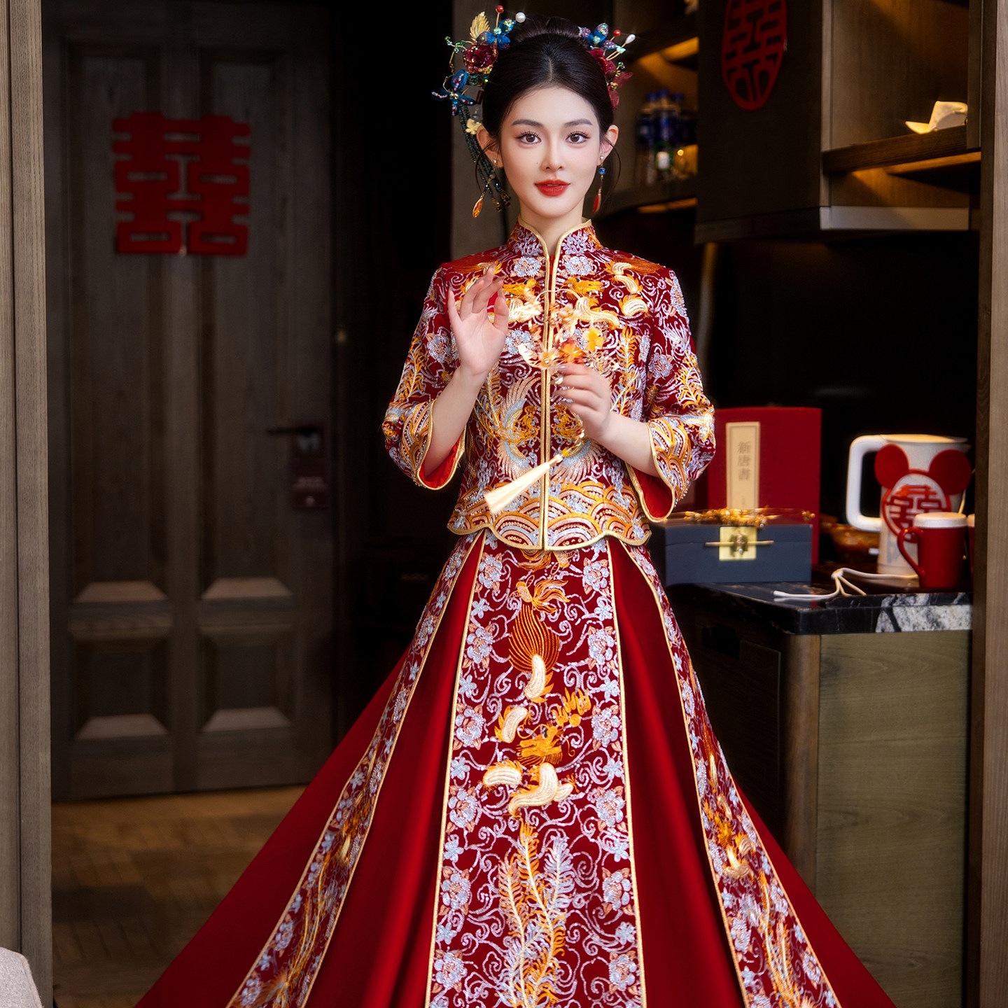 新中式秀禾服新娘龙凤褂红色敬酒服结婚出阁服显瘦嫁衣礼服中式女图片