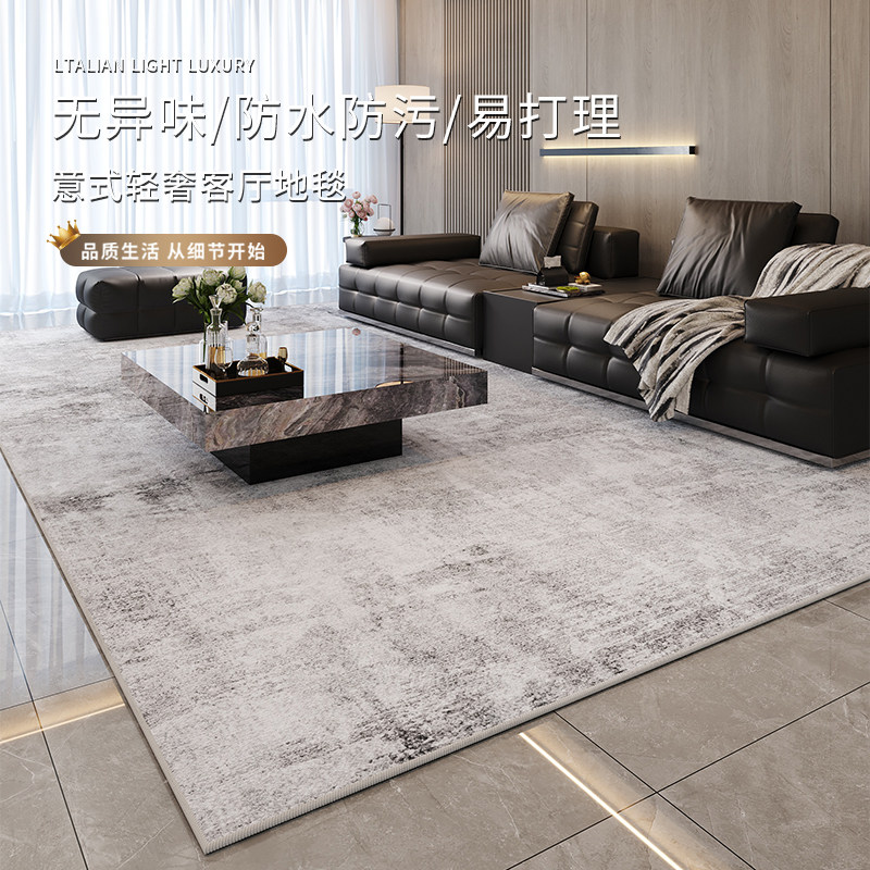 2026春意式极简轻奢风防水地毯客厅卧室茶几免洗可擦易打理地垫子