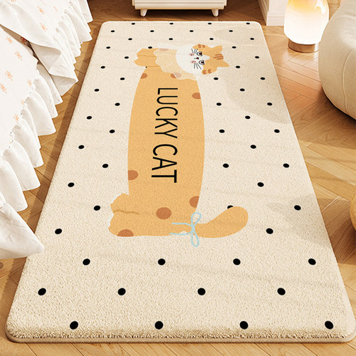 儿童床边地毯卧室卡通ins床边毯2025新款地垫可擦免洗高级轻奢