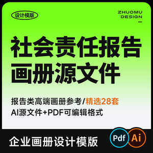 高端企业画册设计源文件模版素材 ESG社会责任报告手册版式参考AI