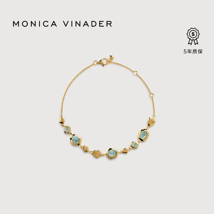 Monica Vinader莫妮卡流光玛瑙手链海蓝宝石轻奢装饰手饰送礼通勤
