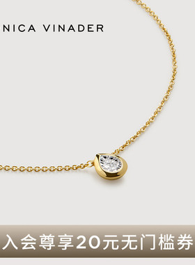 Monica Vinader莫妮卡项链经典梨形培育钻石项链925银镶嵌超闪女