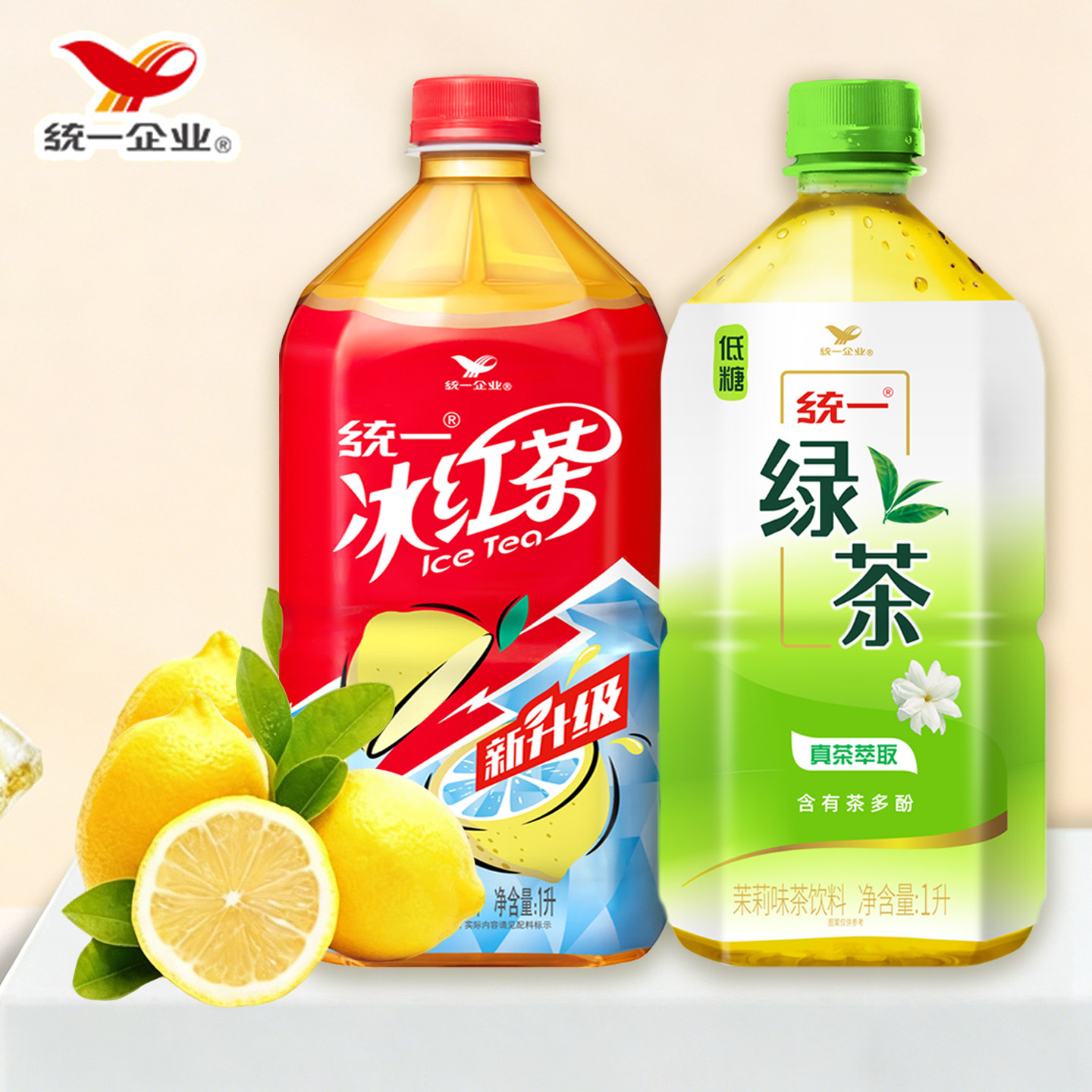 统一冰红茶绿茶1L装柠檬味茶饮料图片