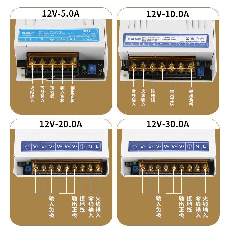 小耳朵集中供电开关电源适配器监控摄像头DC12V5a10A20A30A白金刚
