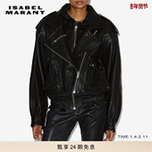 ISABEL MARANT2025 ANELI廓形翻领双拉链设计皮衣夹克女