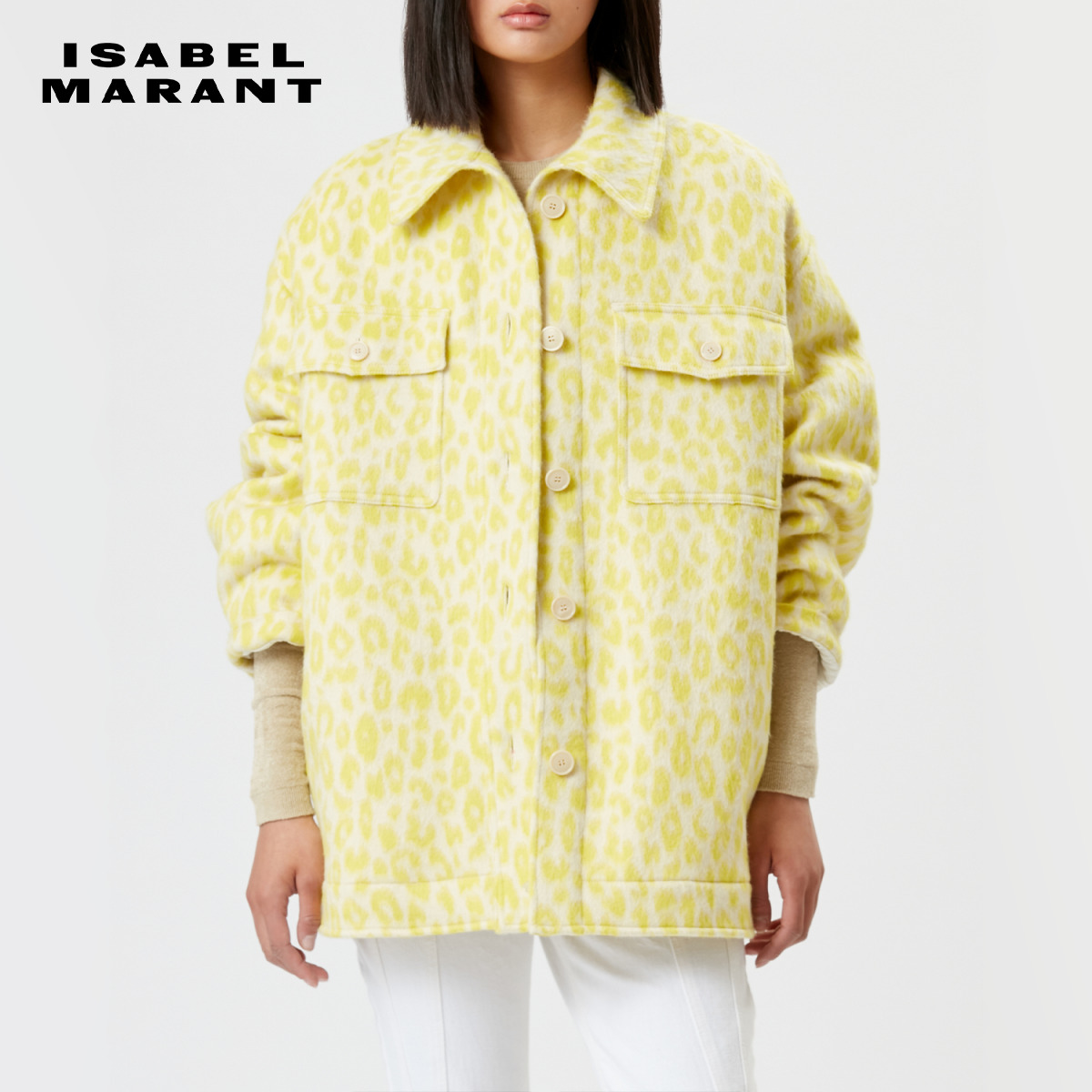 ISABEL MARANT ODELINO时尚豹纹羊毛大衣女