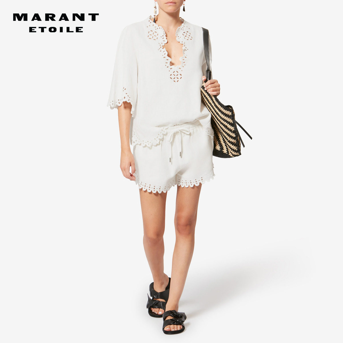 MARANT ETOILE2026春夏新款SHANA 镂空棉质束腰上衣