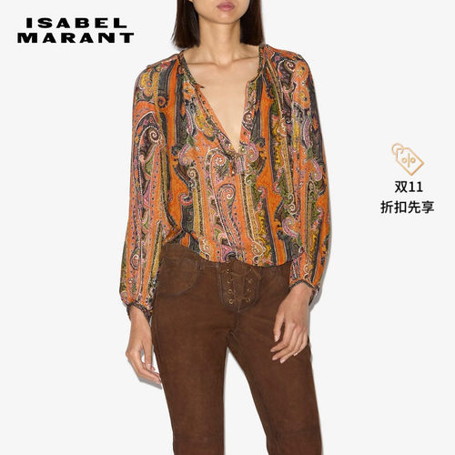 ISABEL MARANT MAY复古波西米亚风印花长袖罩衫女