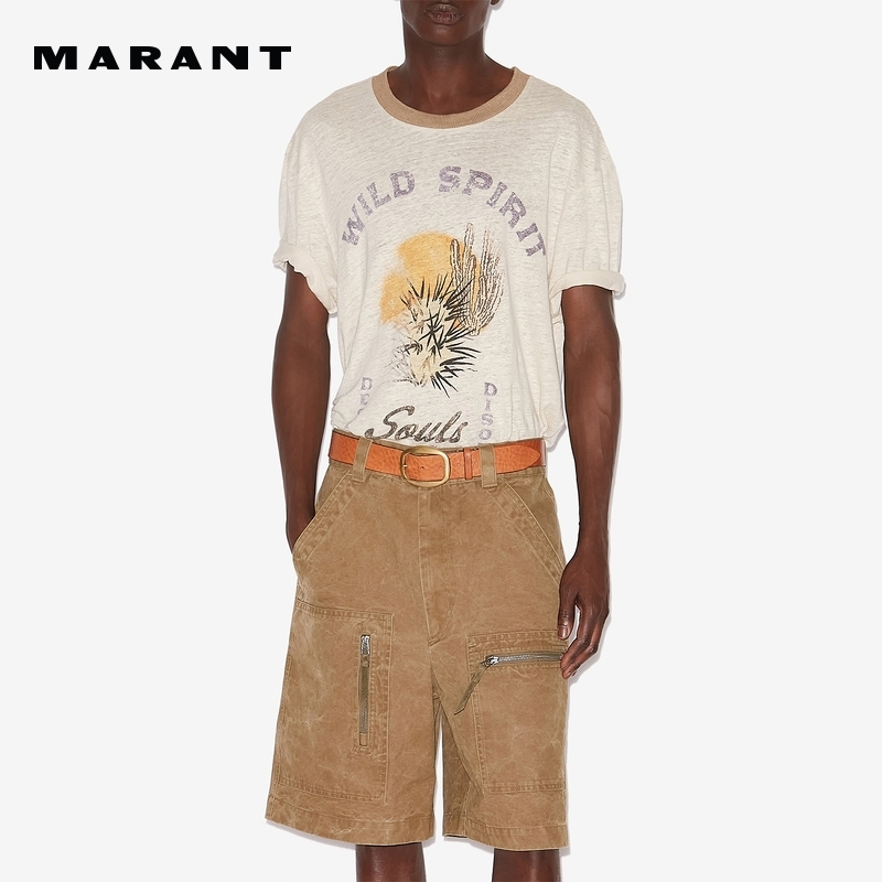 MARANT2025春夏新款HONORE男女同款设计感字母圆领撞色短袖