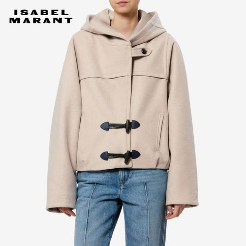 【26早秋新品】ISABEL MARANT TRIXIE羊毛羊绒混纺短款连帽短大衣