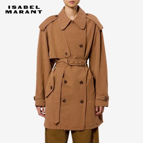 【26早秋新品】ISABEL MARANT VILMETTE高智感棉麻双排扣系带风衣