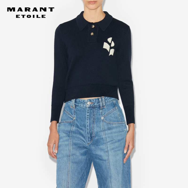 MARANT ETOILE NOLA简约翻领logo针织毛衫女