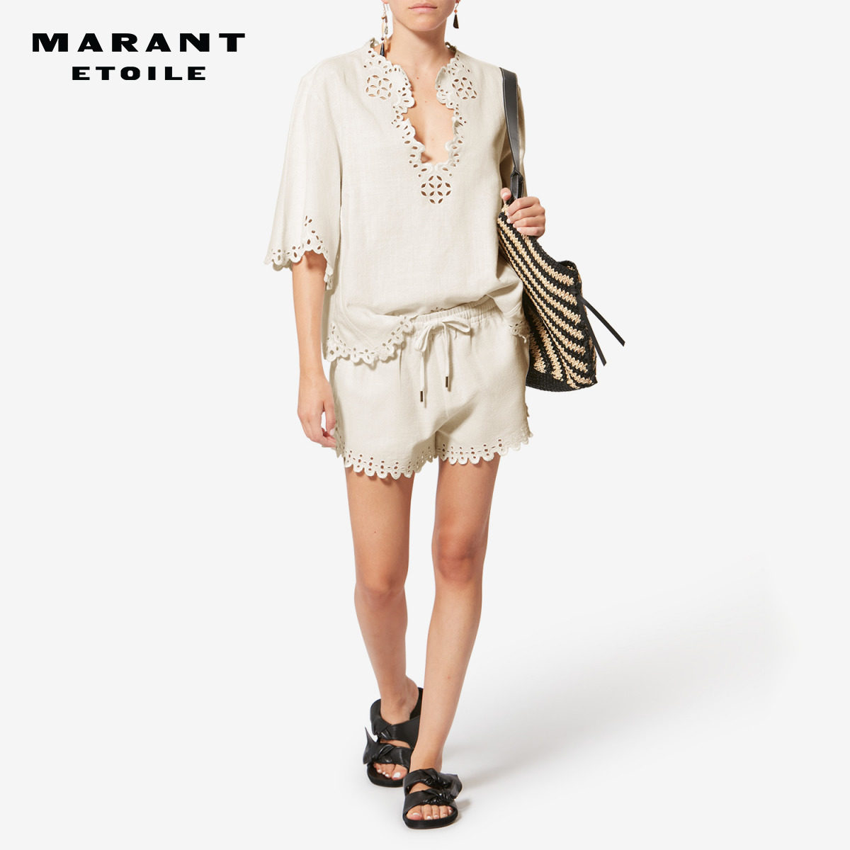 MARANT ETOILE2026春夏新款BALYME 法式镂空设计棉质系带短裤