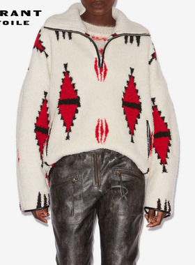 MARANT ETOILE2025 MARNER廓版翻领几何图案摇粒绒外套女