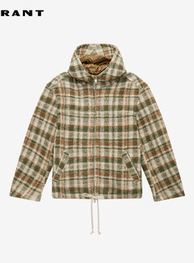 MARANT KURT格纹廓形连帽抽绳外套百搭男