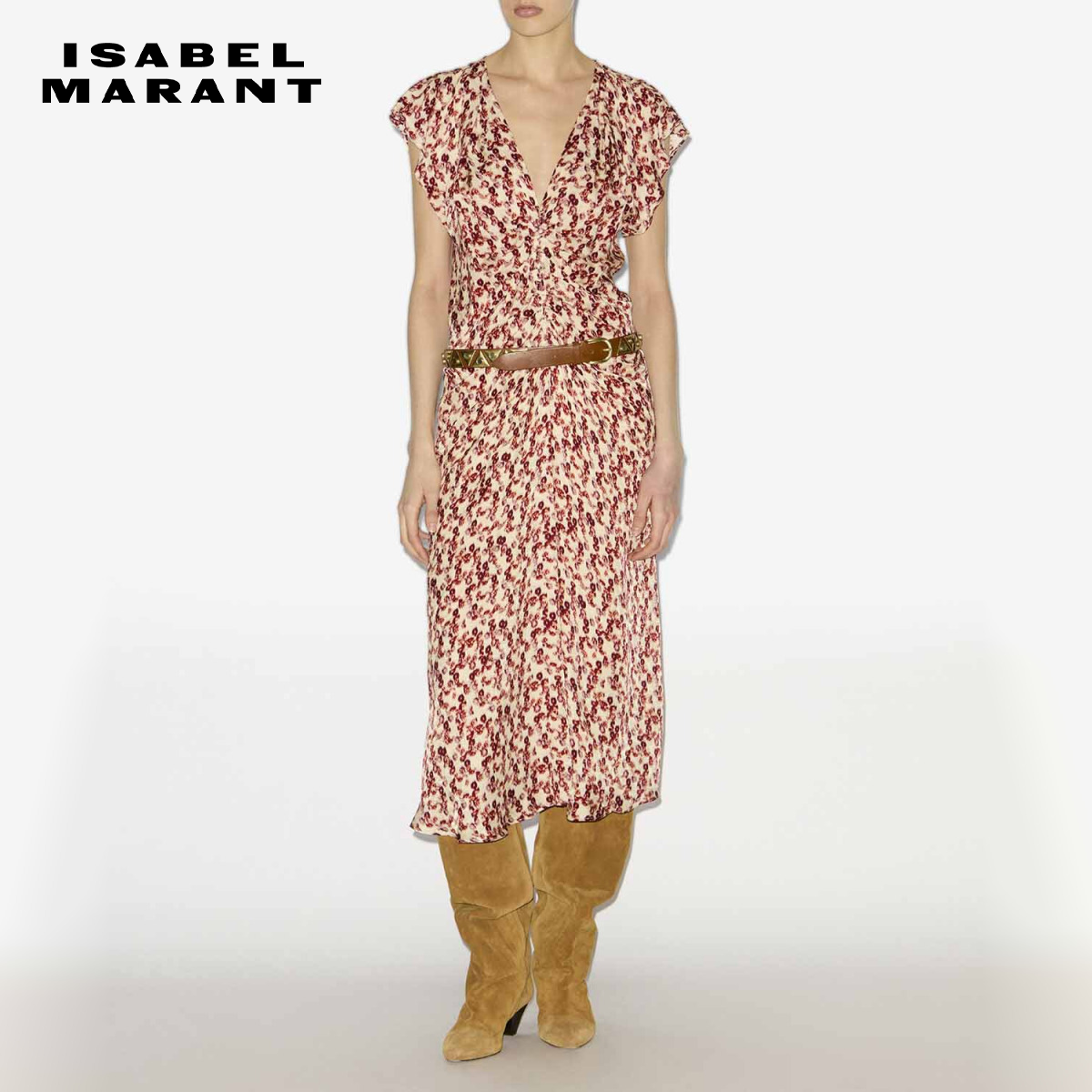 ISABEL MARANT2025早秋新款LYNDSAY印花中长连衣裙女