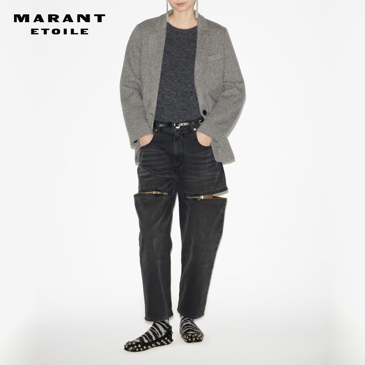[重磅新品]MARANT ETOILE CHARLYNE法式西装毛呢修身外套女 - 实物图