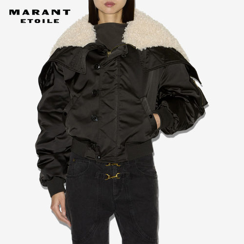 MARANT ETOILE2025早秋新款ELISA绗缝缎面短外套女