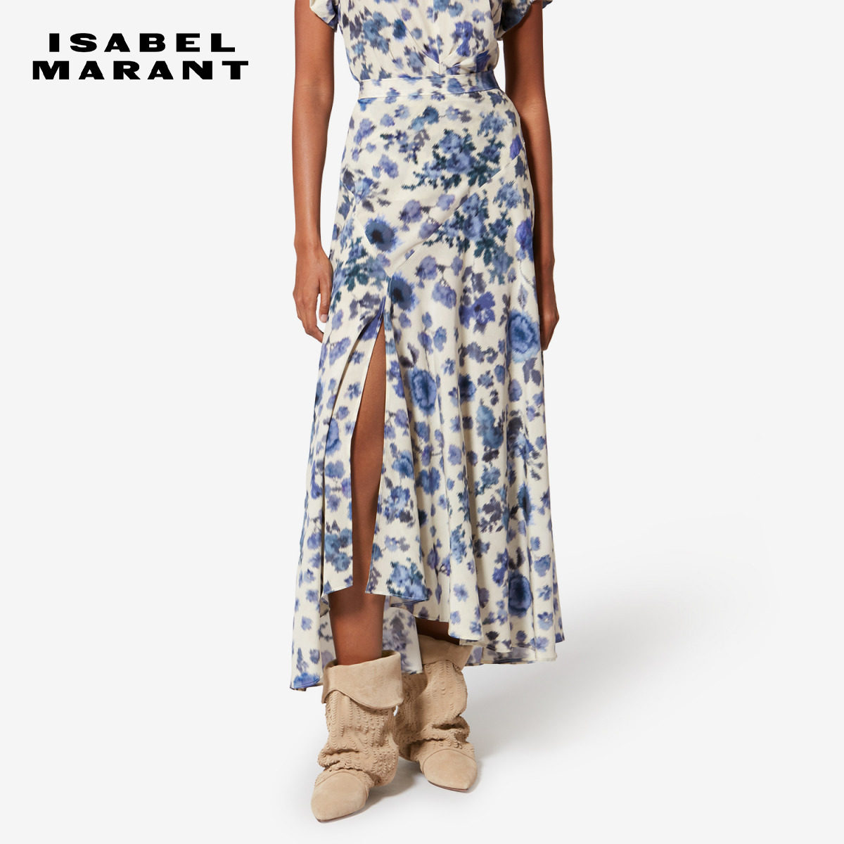 ISABEL MARANT2026早春新款SAKURA 印花弹力丝质长裙