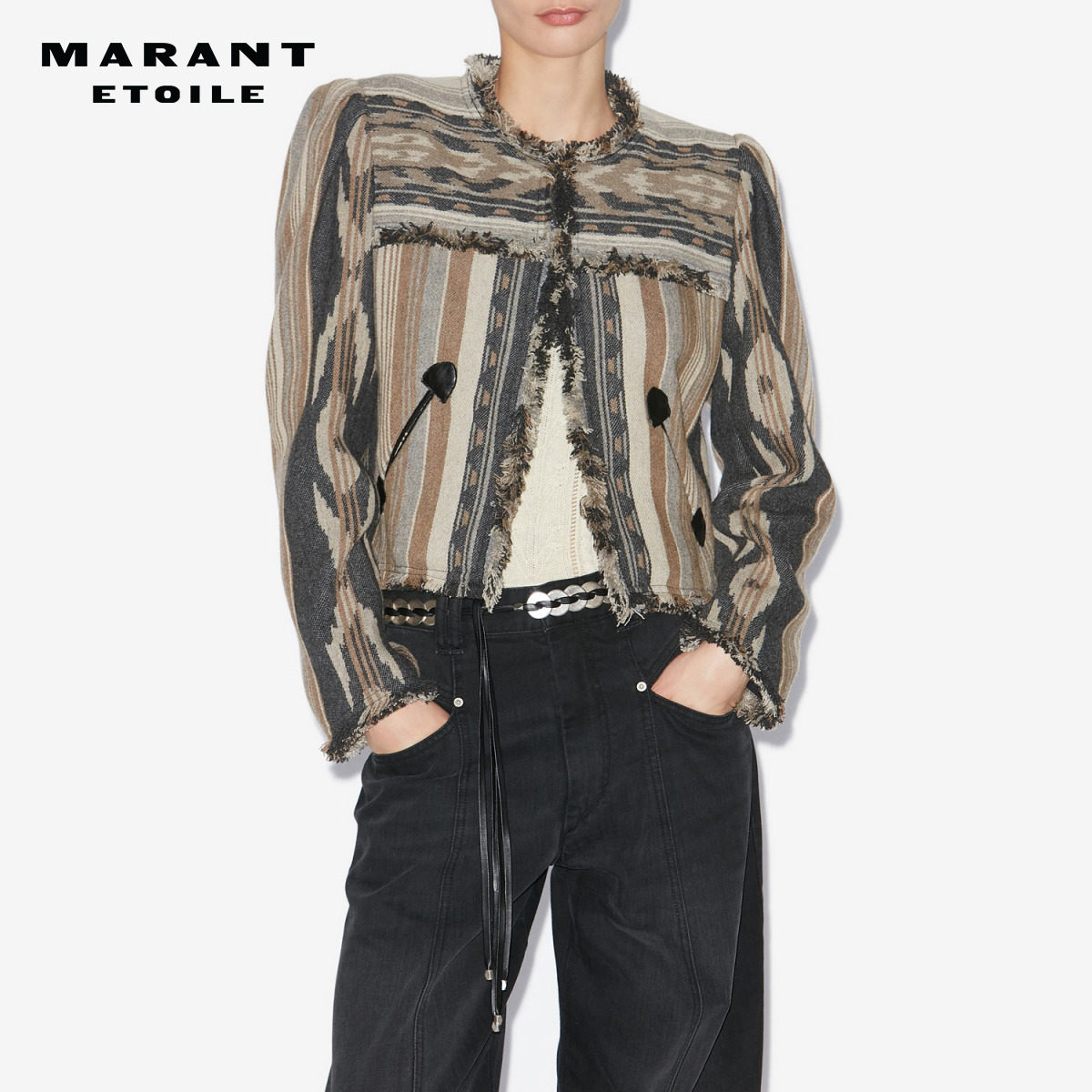 MARANT ETOILE DELPHINA民族风条纹印花短款外套女