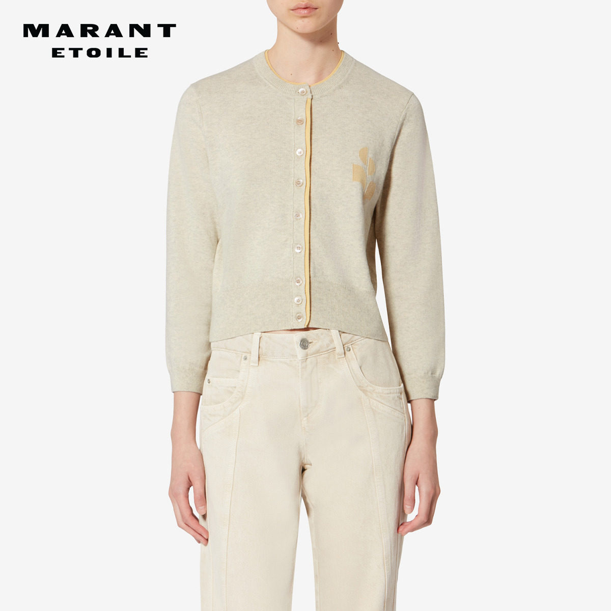 MARANT ETOILE2026春夏新款LONA 女式修身棉羊毛混纺针织开襟衫