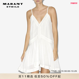 MARANT ETOILE DANIELLE法式V领棉质白色吊带连衣裙女