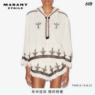 MARANT ETOILE2025 KAMEYA刺绣流苏装饰兜帽罩衫女