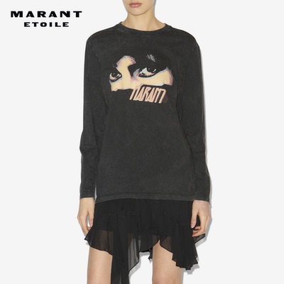 MARANT ETOILE2025早秋新款MARTINE街头复古海报印花长袖T恤女