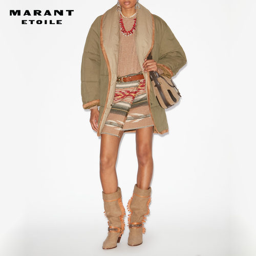 MARANT ETOILE2025 GALLY复古披肩领棉质混纺绗缝外套女