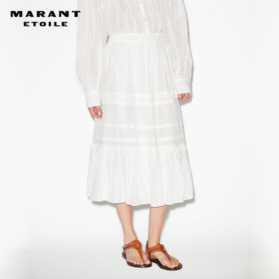 MARANT ETOILE2025 DIYA法式度假风拼接高腰白色长裙女