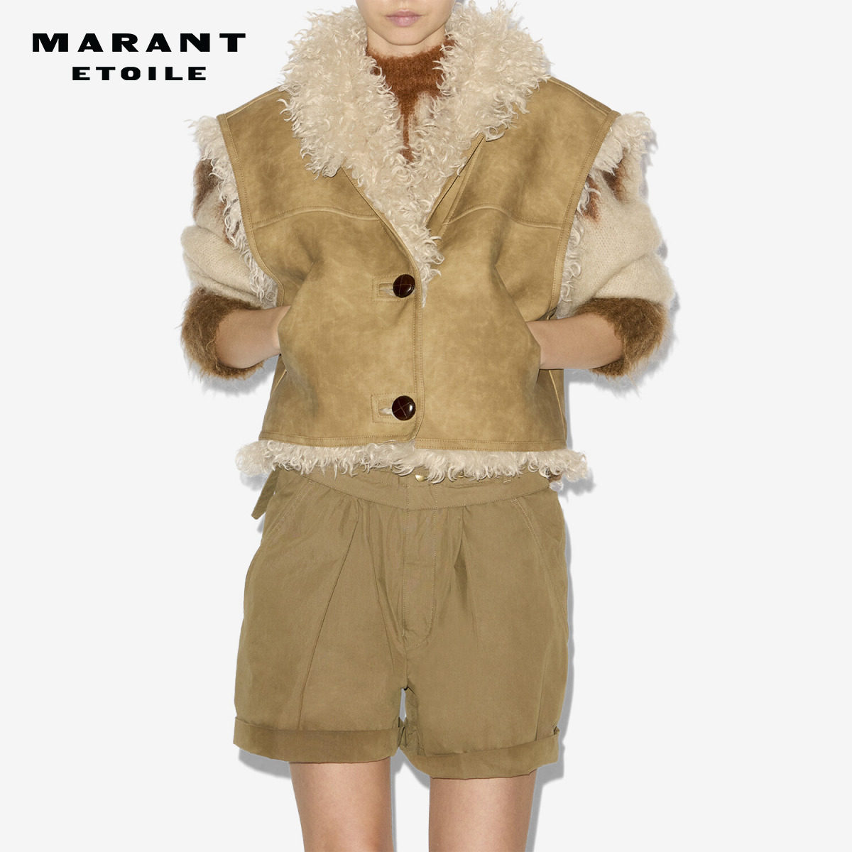 MARANT ETOILE2025早秋新款CLARA毛领无袖背心女