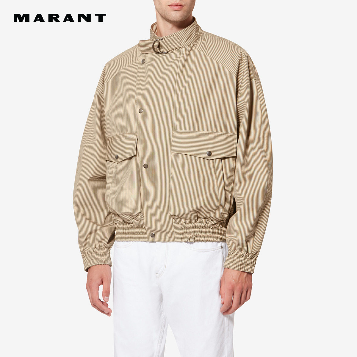 MARANT CORTO 男式条纹棉质帆布风衣外套