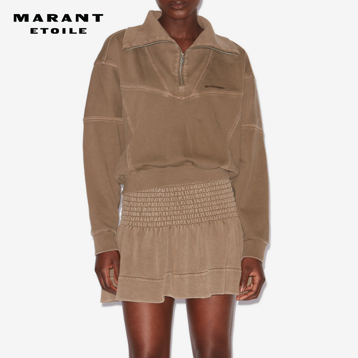 MARANT ETOILE2025 YAELE翻领明线水洗平纹针织运动衫女