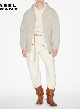 ISABEL MARANT 秋冬MANTEAU LANNY灰色女式针织连帽卫衣外套
