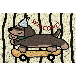 入门地垫免洗可擦调皮小狗丝圈地垫阳台地垫防水防晒入户门内地垫