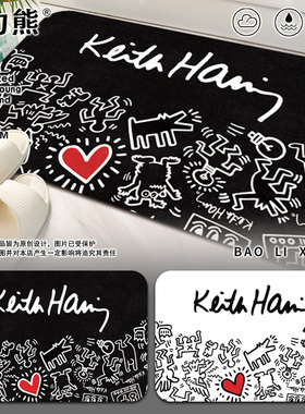 Keith haring凯斯哈林街头涂鸦艺术风个性展示厨房防污地垫硅藻泥