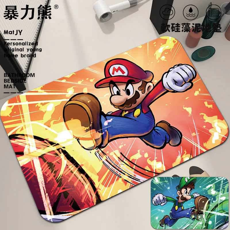 冲凉房防滑地垫吸水耐脏洗漱台地垫马里奥路易斯小清新 马桶地垫