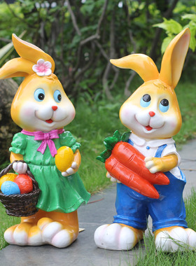 户外仿真卡通田园风动物兔子摆件