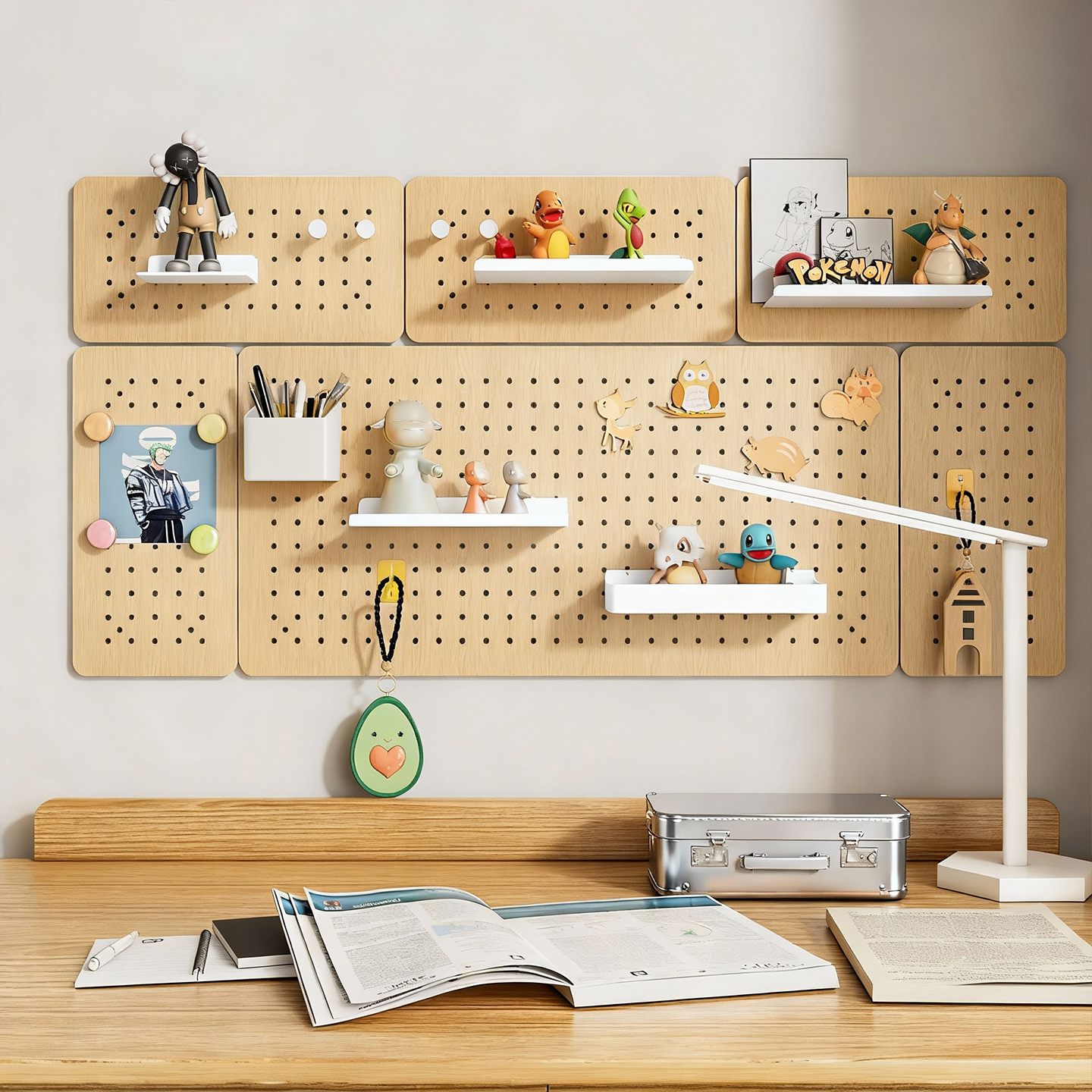 金属学习桌墙面磁吸收纳洞洞板墙上置物架免打孔儿童书桌定制墙壁