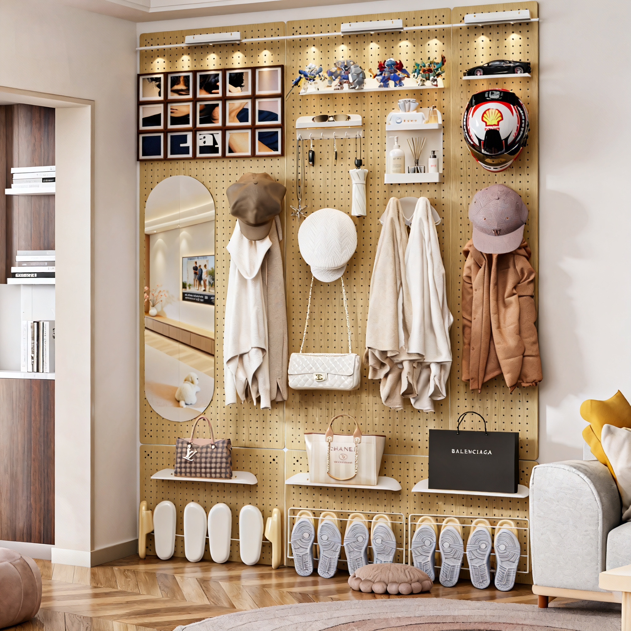 定制造型墙入户玄关配件墙面装饰挂板展示架金属DIY洞洞板置物架