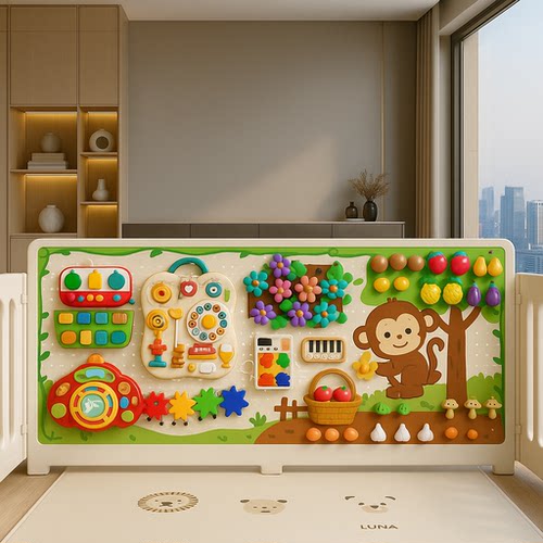 早教自制挂墙面婴幼儿益智玩具洞洞板宝宝忙碌板套餐围栏儿童蒙氏