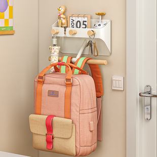 墙上免打孔书包置物双肩包挂钩儿童房进门背后壁挂包包架收纳神器