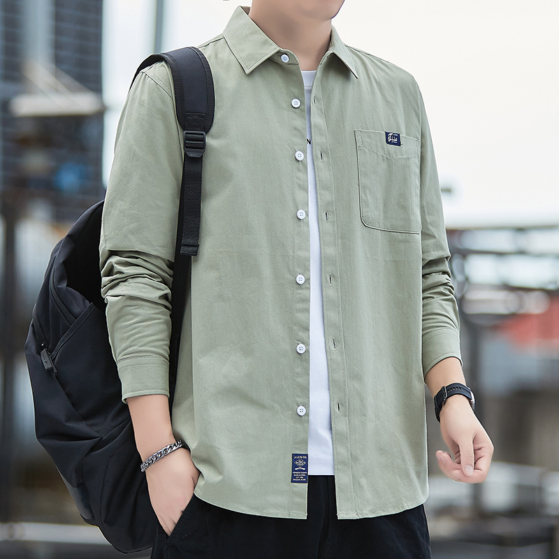 男士长袖衬衫秋季新款工装上衣