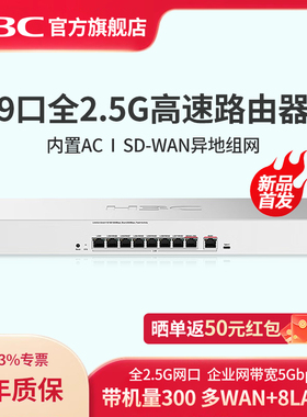 H3C新华三 9口全2.5G有线路由器 SD-WAN异地组网多WAN+8LAN口AC控制器ER3208G5企业级路由器上网行为管理