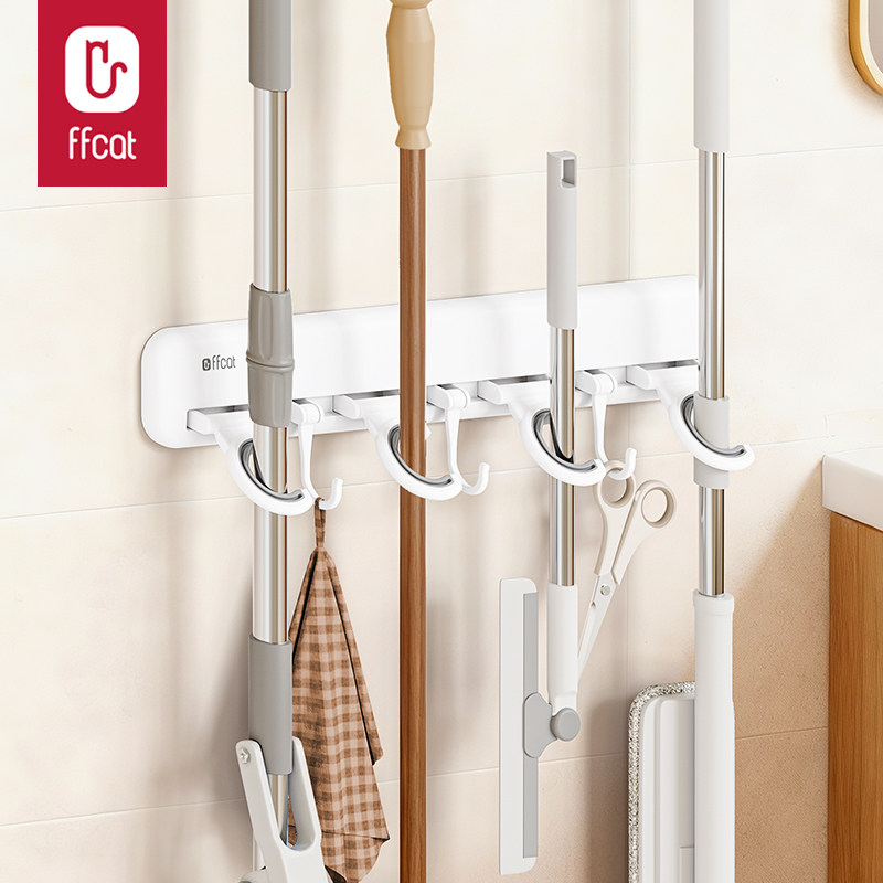 拖把壁挂夹免打孔挂拖布扫把固定架挂钩卫生间墙上收纳神器拖把夹,收纳整理,挂钩/粘钩,淘宝优惠券,粉丝福利购,淘宝优惠卷