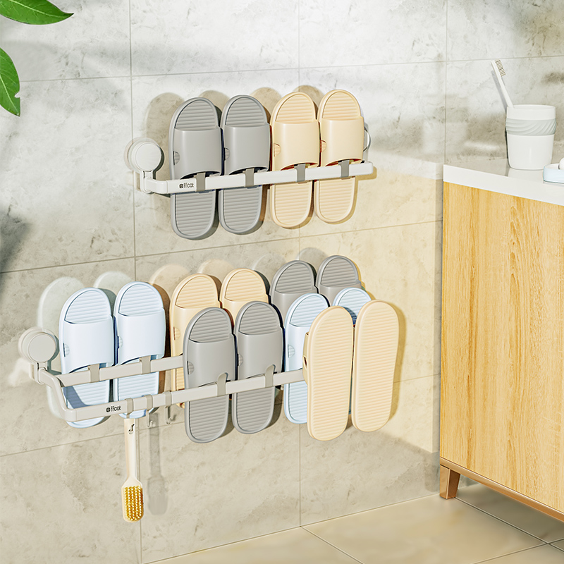 非非猫浴室拖鞋架壁挂式免打孔