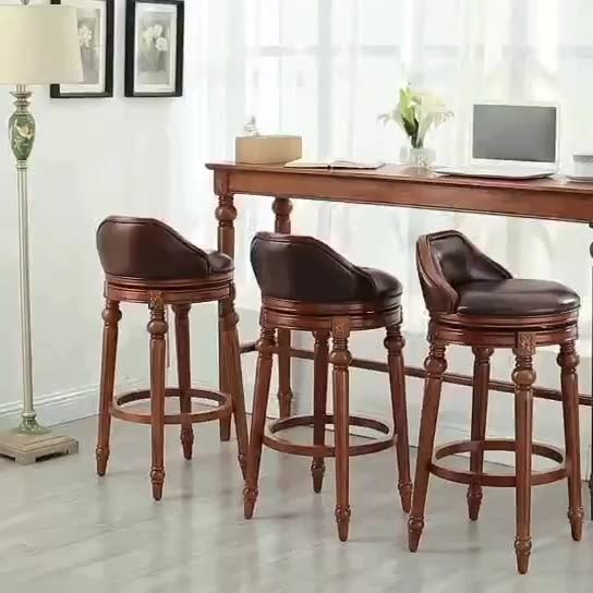 美式实木吧台桌家用客厅小阳台吧台靠墙长条欧式酒吧椅子高脚桌椅