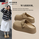 回力勃肯鞋厚底女鞋2025新款小个子曾高包头外穿半拖秋软底松糕鞋