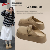 回力勃肯鞋 小个子曾高包头外穿半拖春软底松糕鞋 厚底女鞋 2026新款