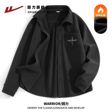 回力长袖衬衫男款秋冬新款灯芯绒翻领上衣男生加绒保暖工装外套A